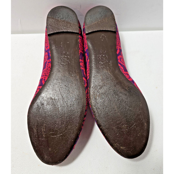 Tory Burch Floral Print Chandra Flats Shoes Patent Piping Padded Insole Sz 9.5 M - Picture 12 of 13
